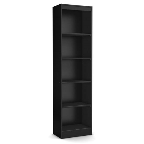 Modern 69-inch Tall Skinny 5-Shelf Bookcase in Black Wood Finish ...