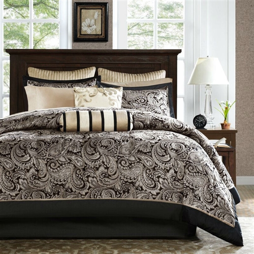 California King 12 Piece Reversible Paisley Cotton Comforter Set