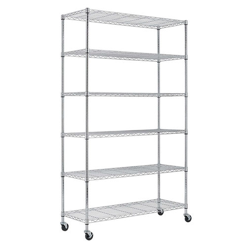 Heavy Duty 6-Shelf Metal Storage Rack Shelving Unit with Casters ...