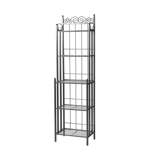 Narrow Wrought Iron Bakers Rack with 5 Shelves | FastFurnishings.com