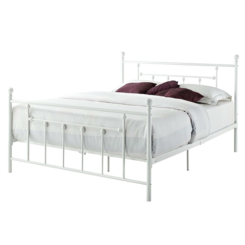 Full size White Metal Platform Bed Frame with Headboard and Footboard ...