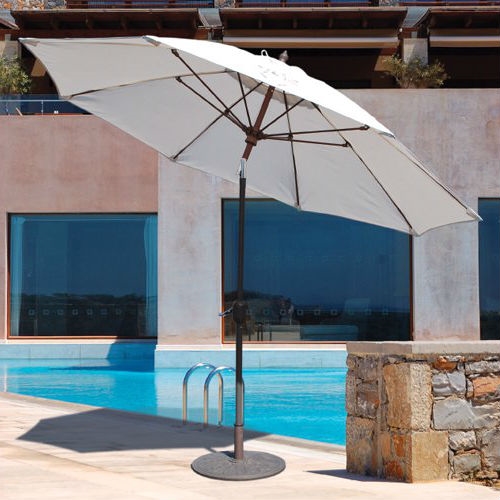 Outdoor 9 Ft Patio Umbrella With Khaki Canopy And Bronze Push Button Tilt Pole Fastfurnishings Com