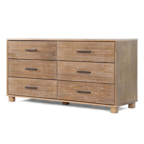 Farmhouse Modern 6 Drawer Double Dresser in Pine | FastFurnishings.com