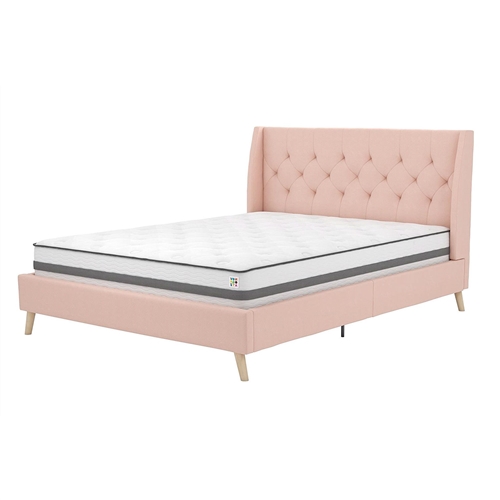 Full size Pink Linen Upholstered Mid-Century Style Platform Bed ...