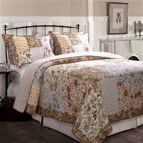 Twin size Cotton Patchwork Quilt Set with Floral Pattern ...