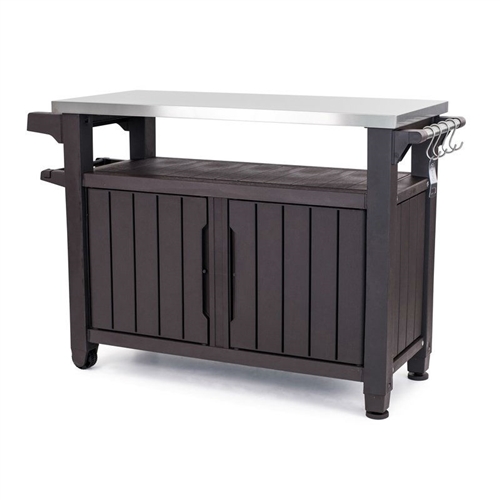 Outdoor Grill Party Caster Bar Serving Cart with Storage Dark Brown ...