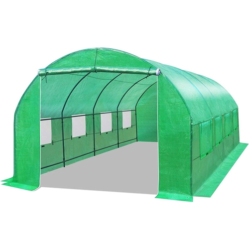 Outdoor Greenhouse 10 x 20 x 7 Ft with Heavy Duty Steel Frame and Green ...