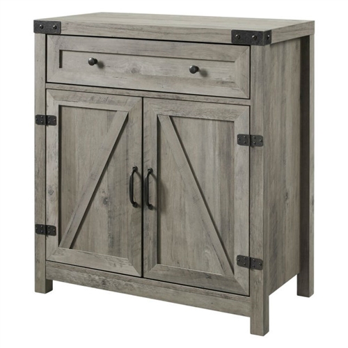 Rustic Farmhouse Barn Door Accent Storage Cabinet Grey ...