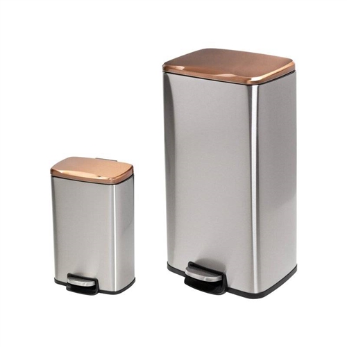 Stainless Steel 13-Gallon Kitchen Trash Can with Step Lid in Copper Bronze