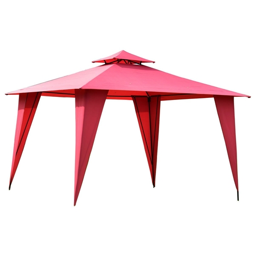 11ft X 11ft Steel Gazebo Canopy Tent Party Red 