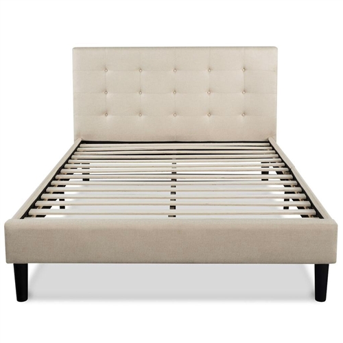 King size Upholstered Platform Bed Frame with Button Tufted Headboard ...