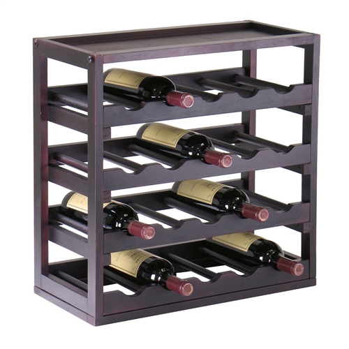 20-Bottle Wine Rack Stackable Modern Style in Espresso ...