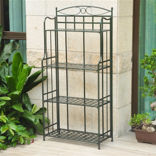 Matte Brown Powder Coated Iron Folding Bakers Rack for Indoor or ...