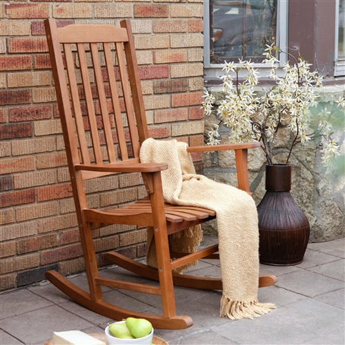 Indoor/Outdoor Natural Slat Rocking Chair | Fastfurnishings.com