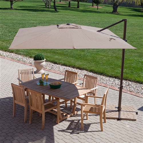 Modern 8.5-Ft Offset Cantilever Square Patio Umbrella with Mocha Shade ...