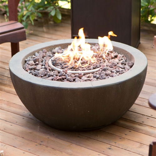 28-inch Round Gray Enviro Stone Natural Gas Fire Pit Bowl