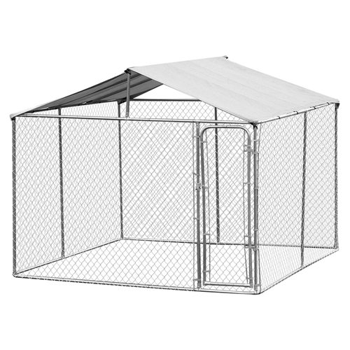 10 X 10 X 6-ft Large Chain Link Outdoor Dog Play House With Cover 