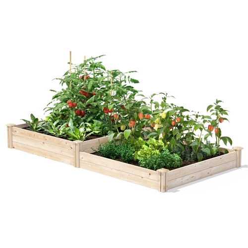 4 ft x 8 ft Pine Wood 2 Tier Raised Garden Bed - Made in USA ...