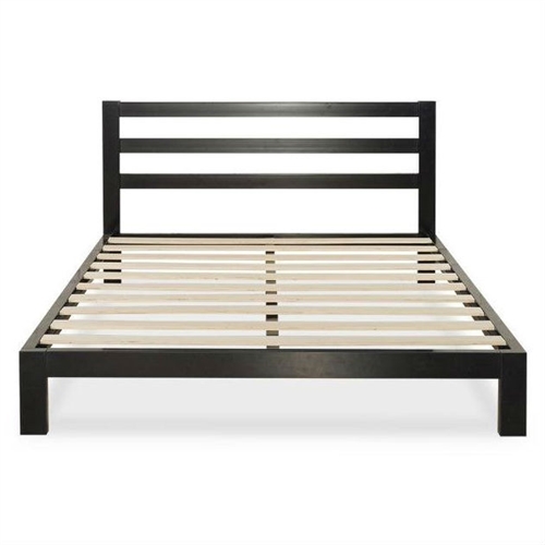 Queen Heavy Duty Metal Platform Bed Frame with Headboard and Wood Slats ...