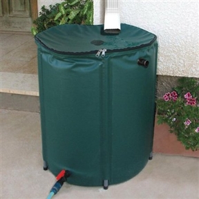 Collapsible 50-Gallon Rain Barrel with Zippered Top in Green Color ...