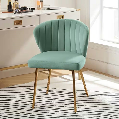 Sage Green Velvet Upholstered Wingback Accent Side Chair with Gold ...