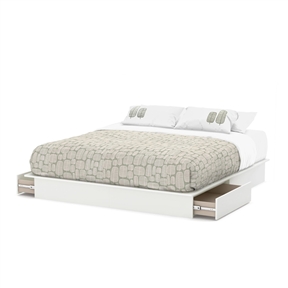 King size Modern Platform Bed with Storage Drawers in White Finish ...