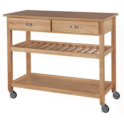 Solid Wood Kitchen Cart with Heavy Duty Casters | FastFurnishings.com