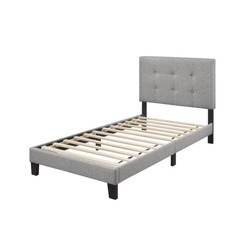 Twin size Button Tufted Upholstered Platform Bed Frame in Grey ...