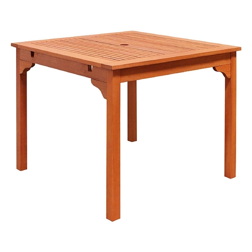 Square 35-inch Outdoor Wooden Patio Dining Table with 2-inch Diameter ...