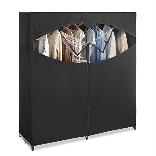 Metal Frame Black Fabric Wardrobe Clothes Closet Garment Rack ...