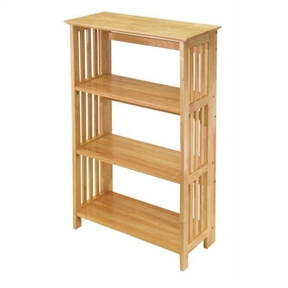 4-Shelf Wooden Folding Bookcase Storage Shelves in Natural Finish ...