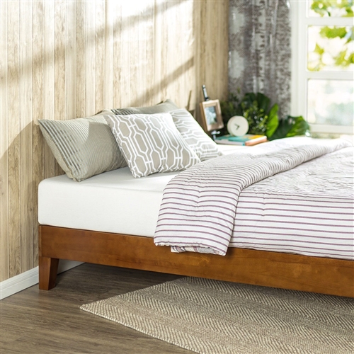 Twin size Low Profile Wooden Platform Bed Frame in Cherry Finish ...